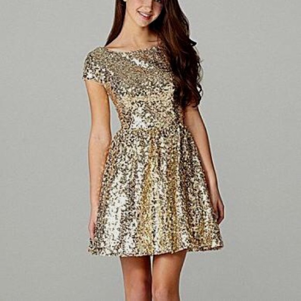 B Darlin gold dress